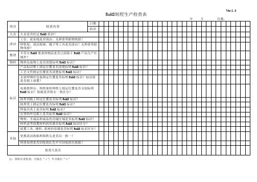 ROHS检查表