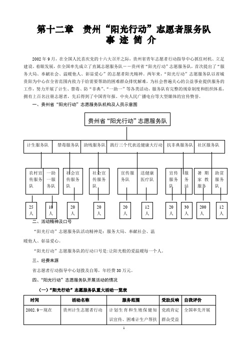 第十二章 贵州阳光行动志愿者服务队汇总