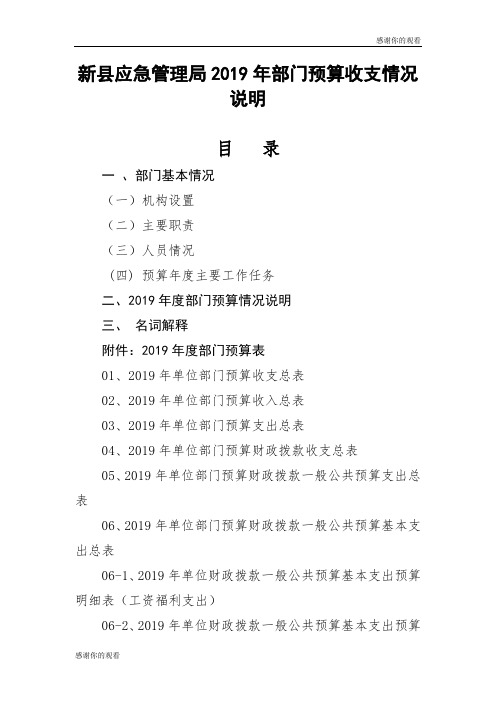 新县应急管理局2019年部门预算收支情况说明 .doc