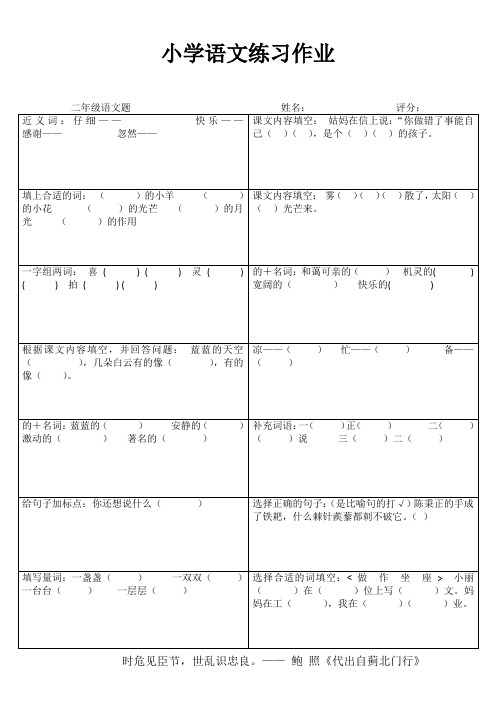 小学二年级语文精题选做VIII (96)