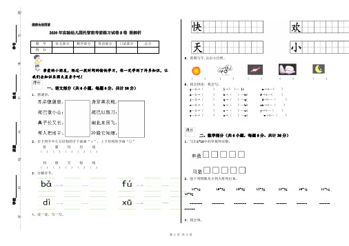 2020年实验幼儿园托管班考前练习试卷B卷 附解析