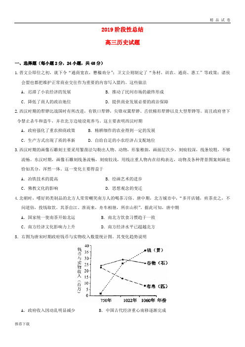 [精品]2019届高三历史10月月考试题 人教新目标 版