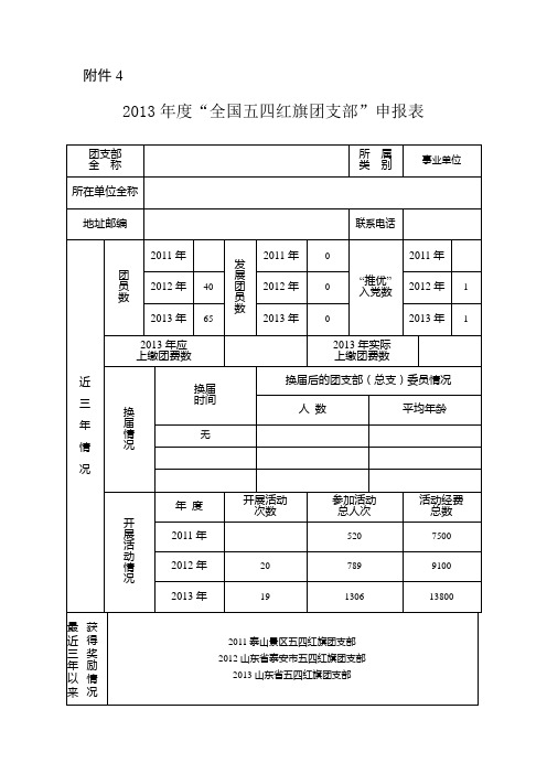 全国五四红旗团支部申报表 (1)