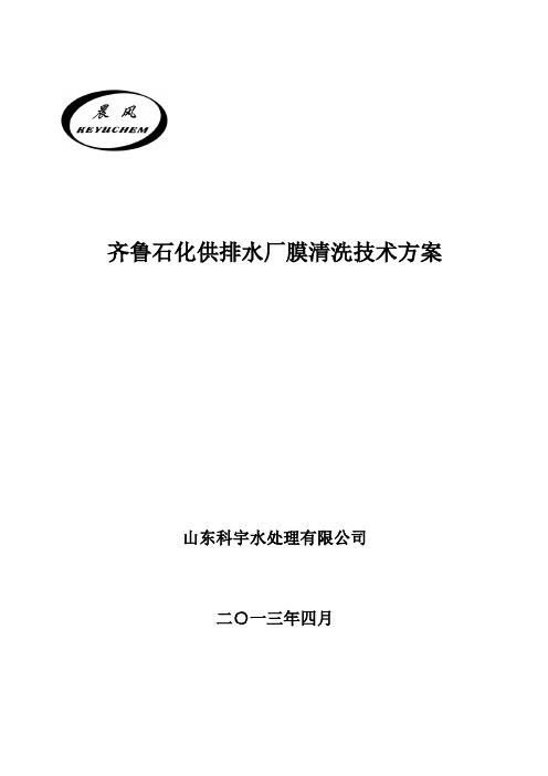 齐鲁石化供排水厂膜清洗技术方案20130325