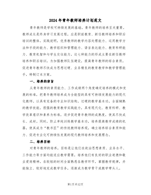 2024年青年教师培养计划范文(3篇)