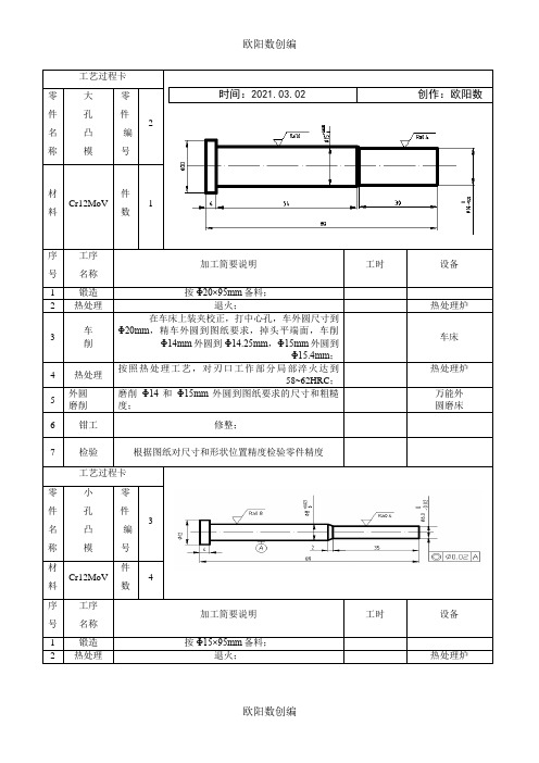 模具设计与制造工艺卡片之欧阳数创编