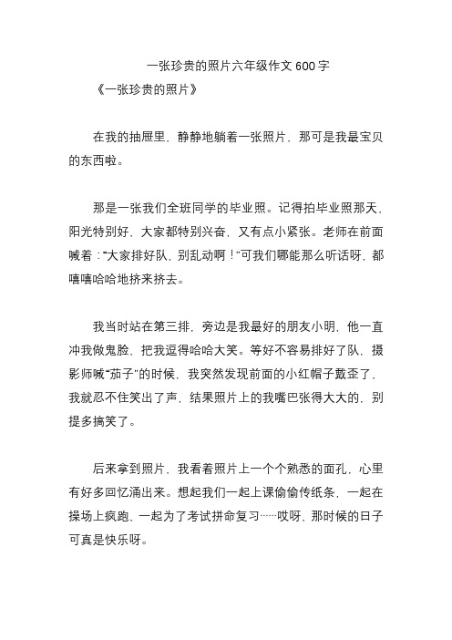 一张珍贵的照片六年级作文600字