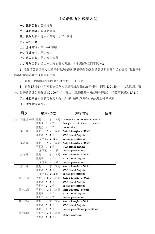 《英语视听》教学大纲