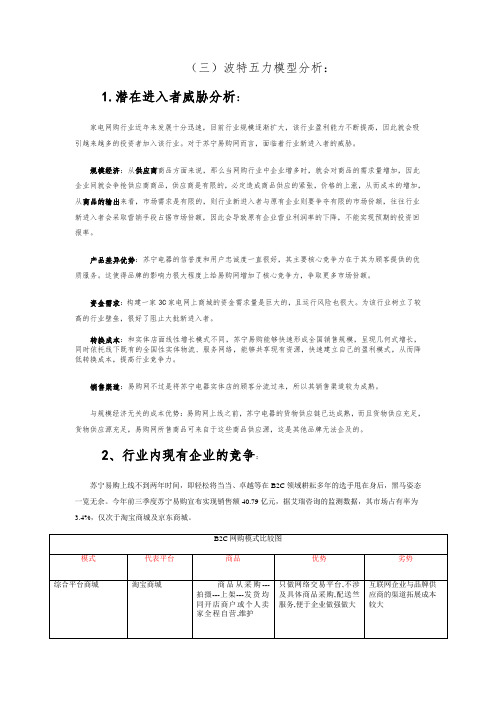 苏宁易购---五力模型分析