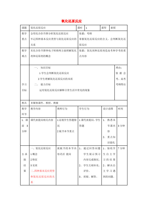 高中化学第二章化学物质及其变化2.3.1氧化还原反应教案新人教版必修1201712121102.doc