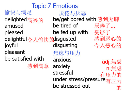 Topic 7 Emotions高中英语24个话题词汇