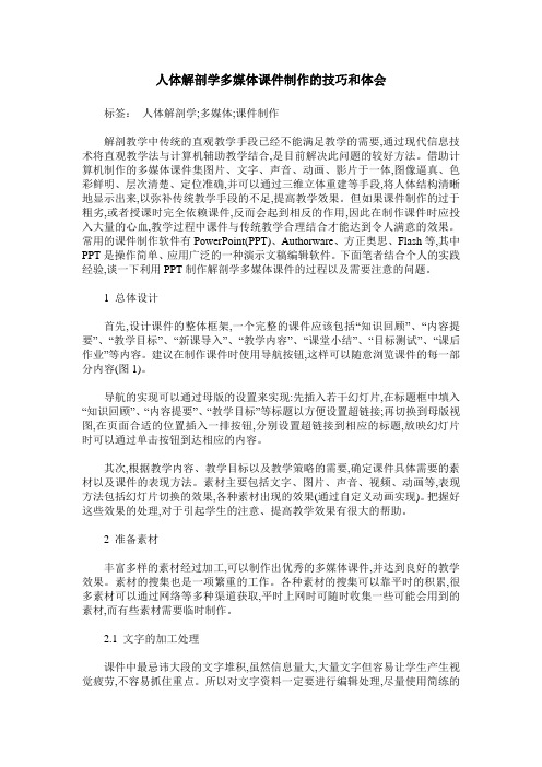 人体解剖学多媒体课件制作的技巧和体会