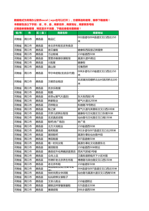 2020新版河南省周口市鹿邑县鞋工商企业公司商家名录名单黄页联系电话号码地址大全241家