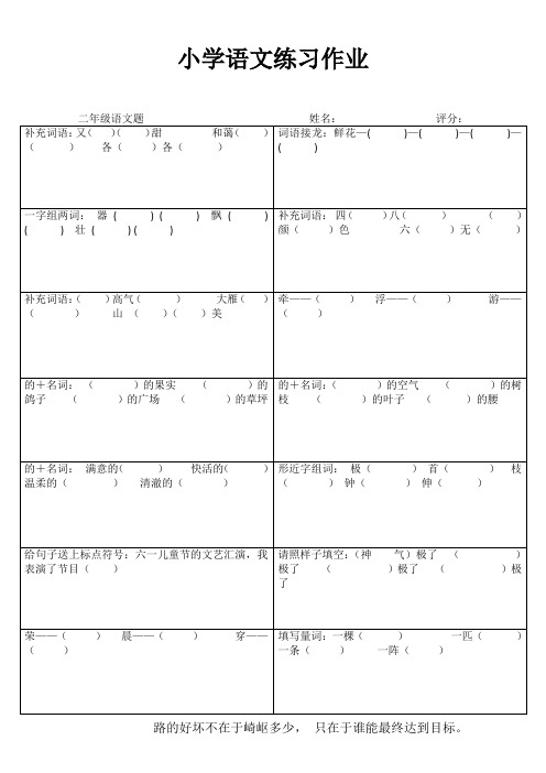 小学二年级语文精题选做VIII (8)