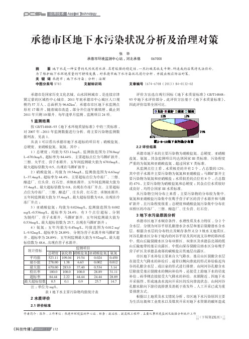 承德市区地下水污染状况分析及治理对策