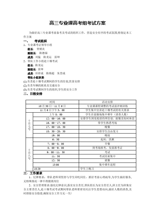 高三专业课高考组考方案