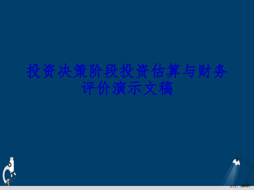 投资决策阶段投资估算与财务评价演示文稿