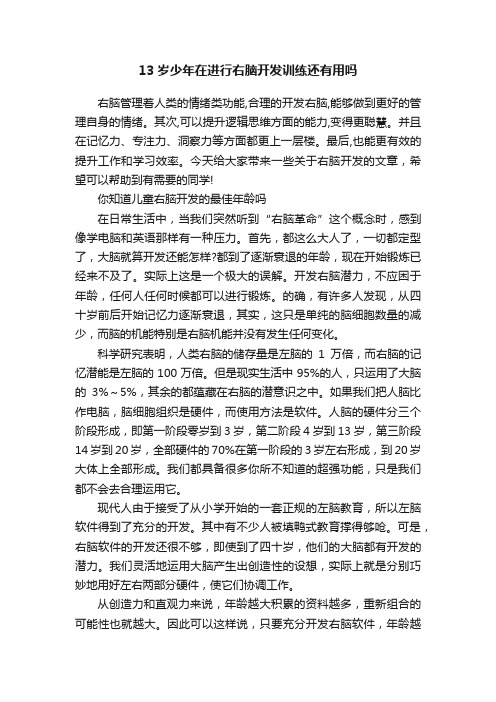 13岁少年在进行右脑开发训练还有用吗