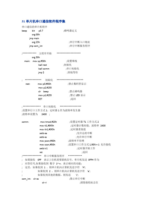 51单片机串口通信软件程序集