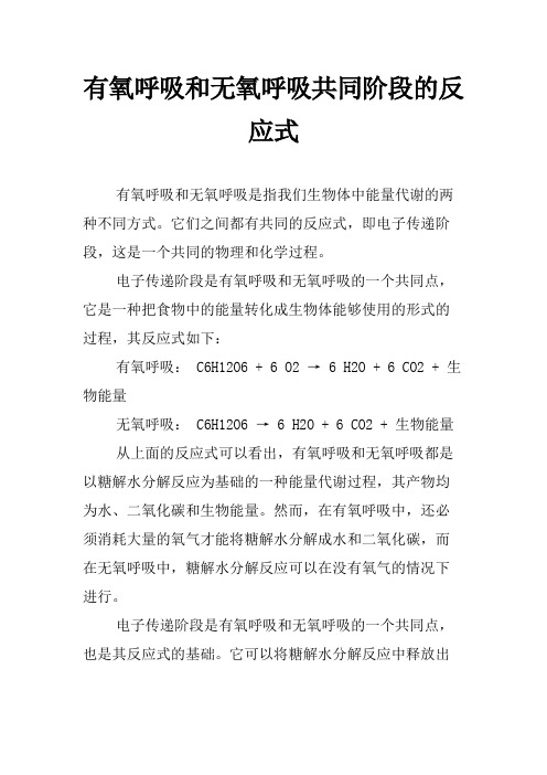 有氧呼吸和无氧呼吸共同阶段的反应式