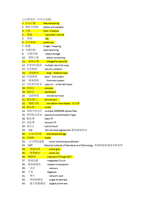 云计算英文术语