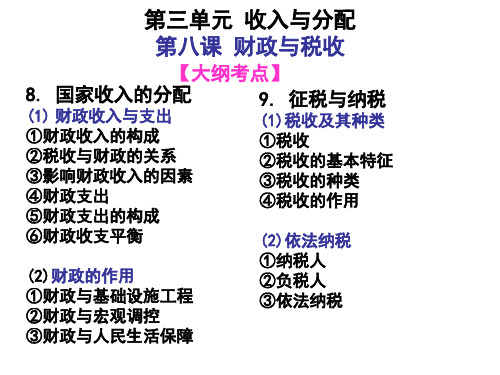 2020 高三一轮复习 经济生活 第八课 财政与税收