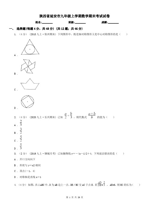 陕西省延安市九年级上学期数学期末考试试卷