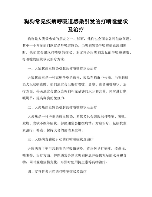 狗狗常见疾病呼吸道感染引发的打喷嚏症状及治疗