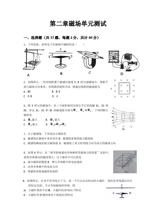 选修1-1第二章磁场单元测试