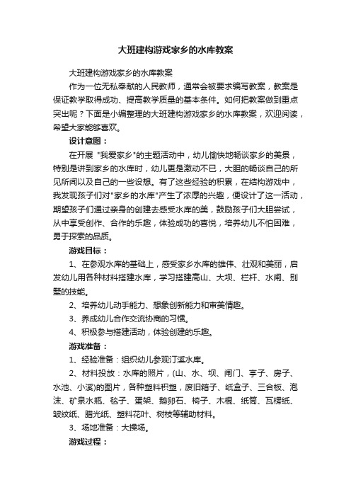 大班建构游戏家乡的水库教案