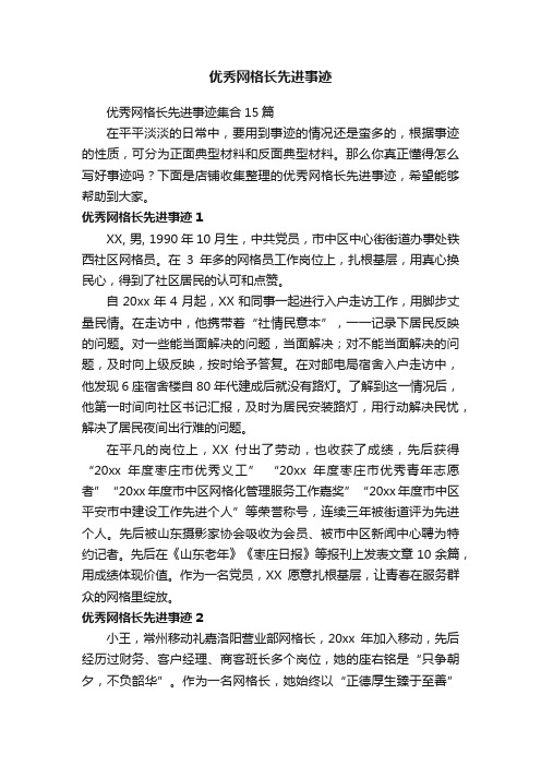 优秀网格长先进事迹