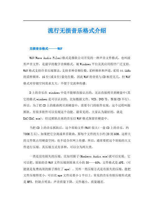 流行无损音乐格式介绍