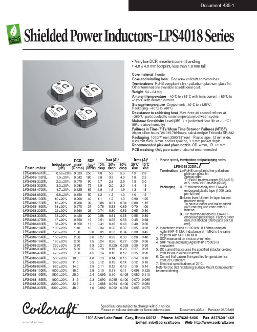 COILCRAFT线艺电感LPS4018-223MLC