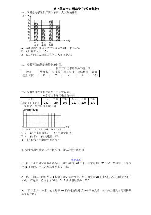 【三套试卷】小学四年级数学上册第七单元试题带答案(5)