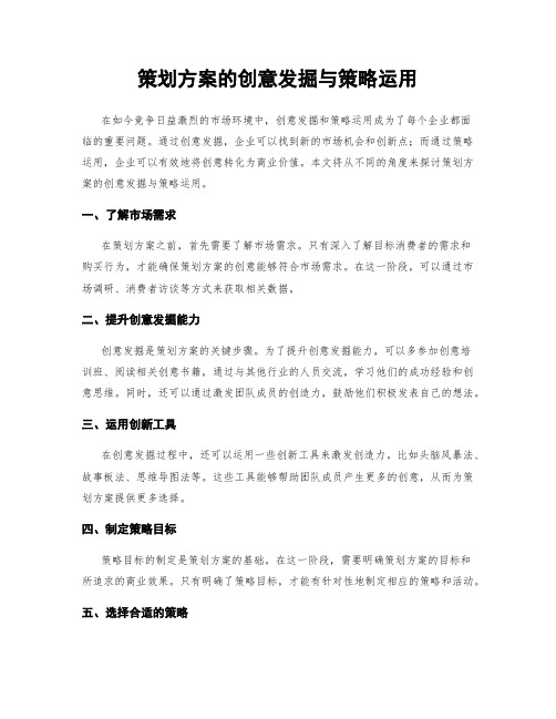 策划方案的创意发掘与策略运用