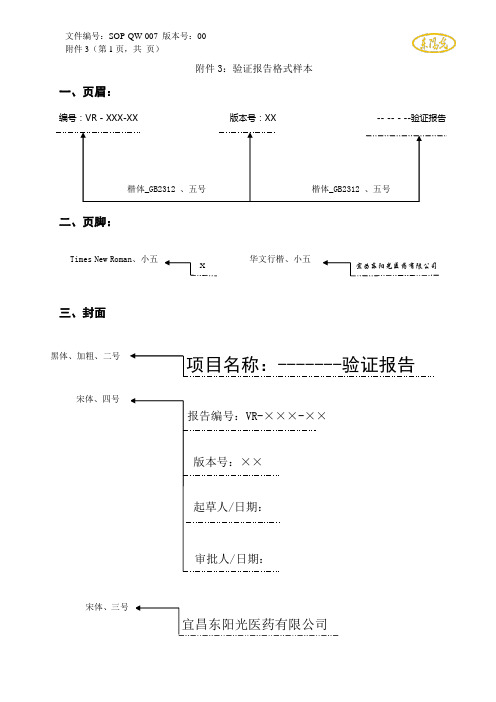 验证报告格式样本