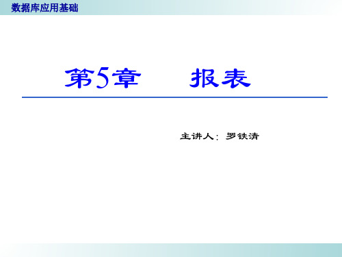 《Access2010数据库基础教程》报表课件