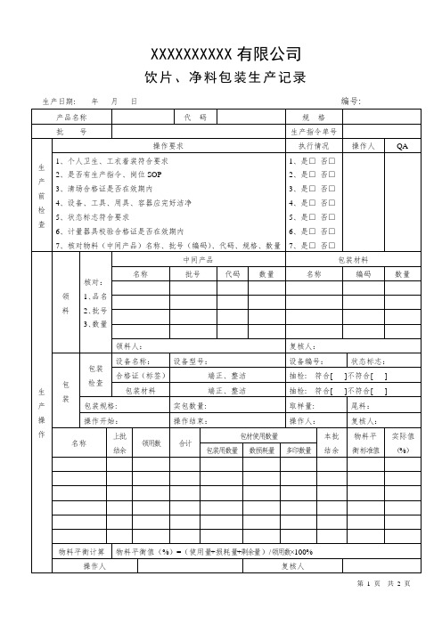 中药饮片——包装批生产记