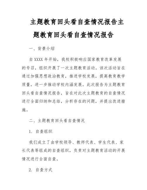 主题教育回头看自查情况报告主题教育回头看自查情况报告