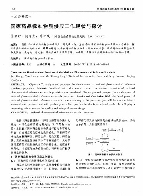 国家药品标准物质供应工作现状与探讨