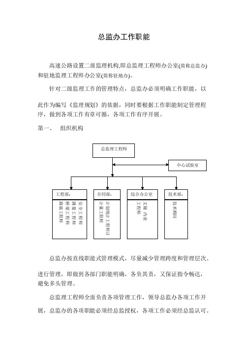 总监办工作职能