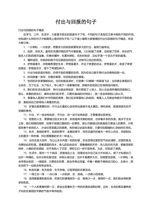 付出与回报的句子精选