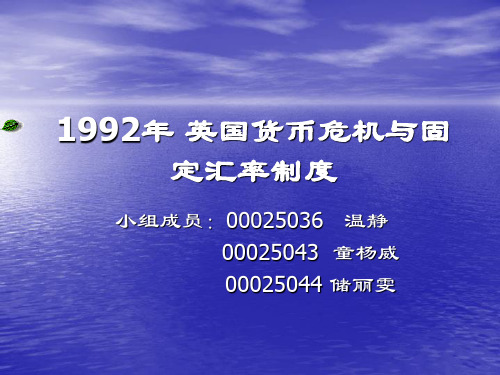 1992年英国货币危机与固定汇率制度