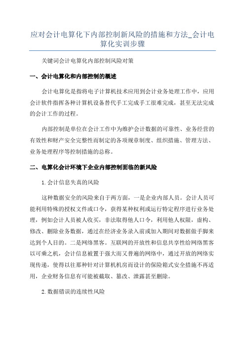 应对会计电算化下内部控制新风险的措施和方法_会计电算化实训步骤