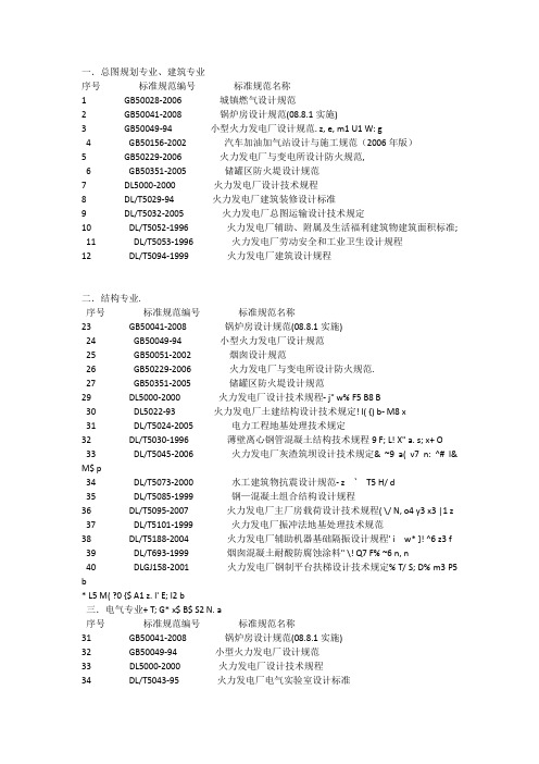 热电系统设计所需规范表