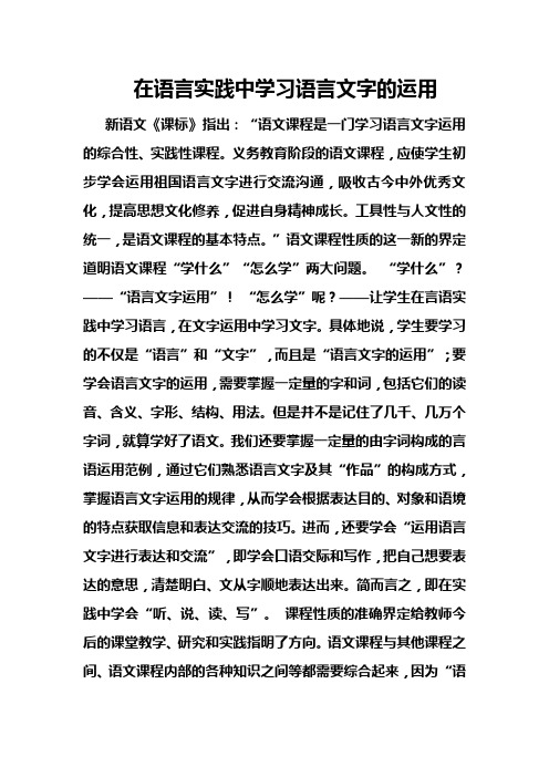 在语言实践中学习语言文字的运用