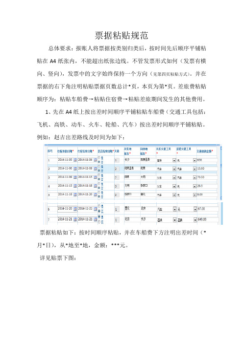 票据粘贴规范