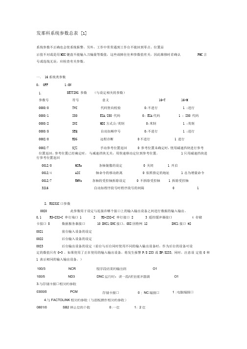 发那科参数大全