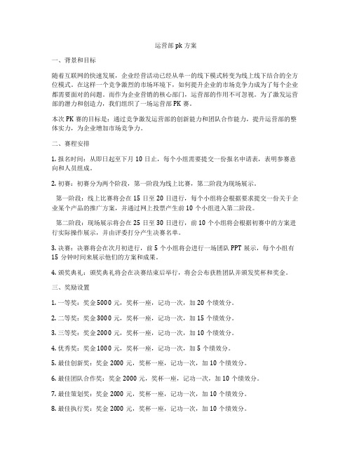 运营部pk方案