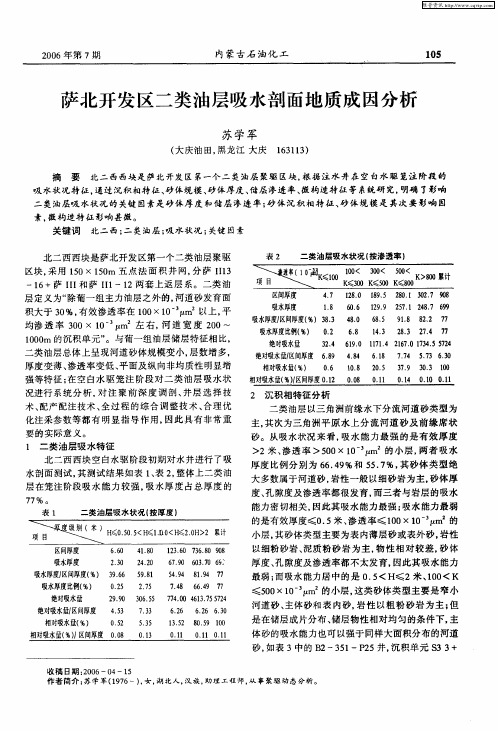 萨北开发区二类油层吸水剖面地质成因分析